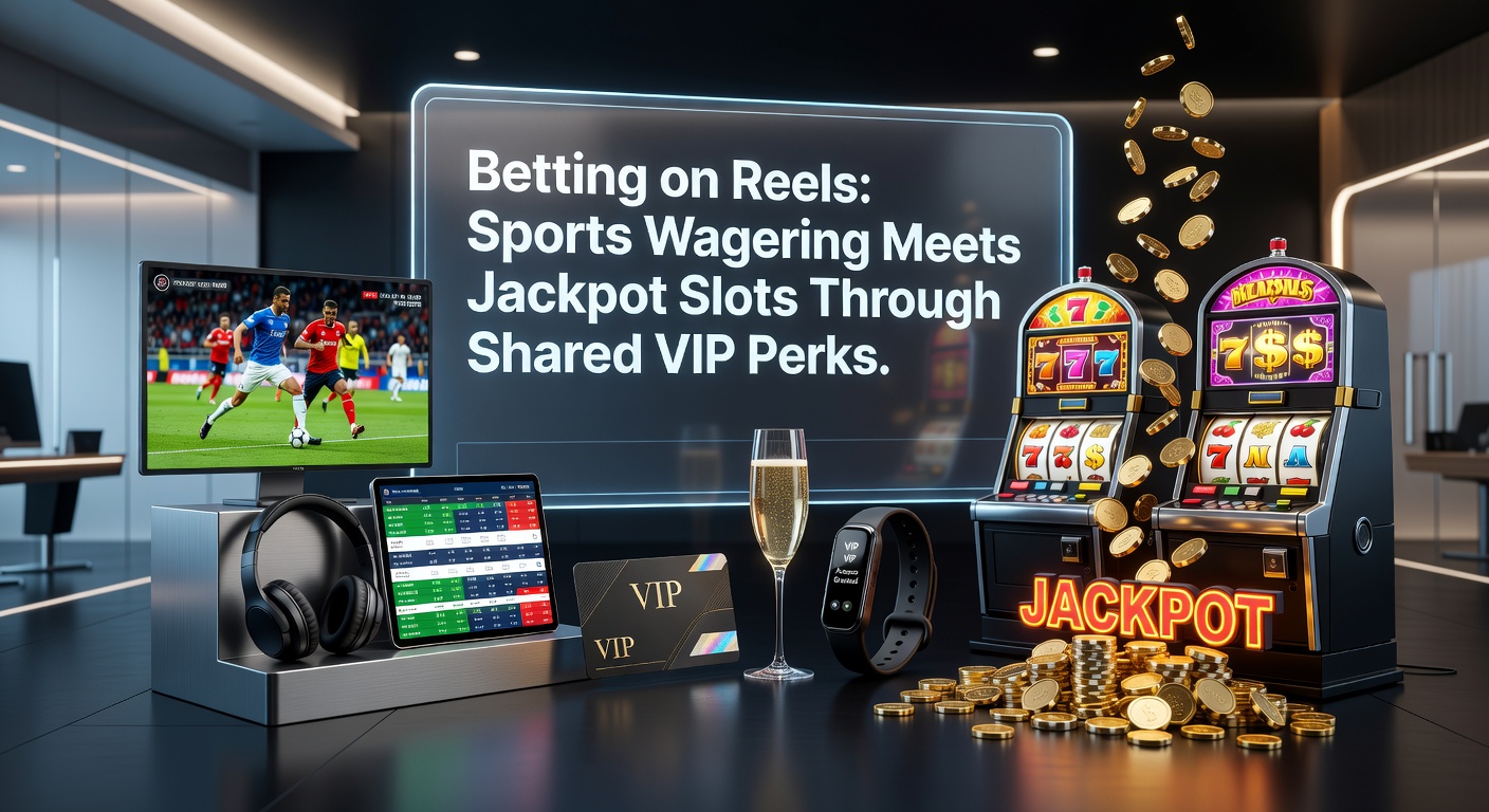 Vibrant casino floor showing sports betting terminals next to flashing jackpot slot machines, with VIP lounge access highlighted in the background