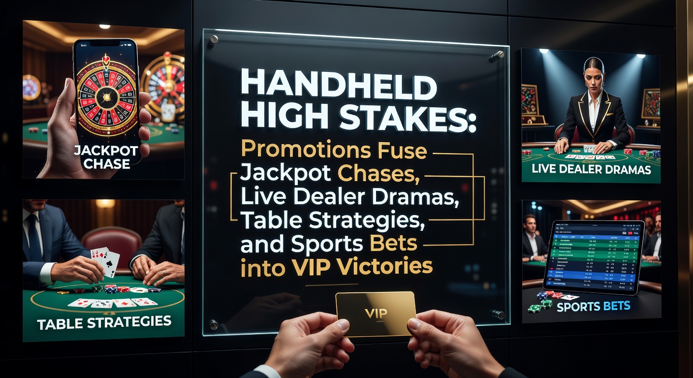 Mobile screen displaying a vibrant casino app with jackpot slots, live dealer blackjack, sports betting odds, and VIP promotion banners blending seamlessly
