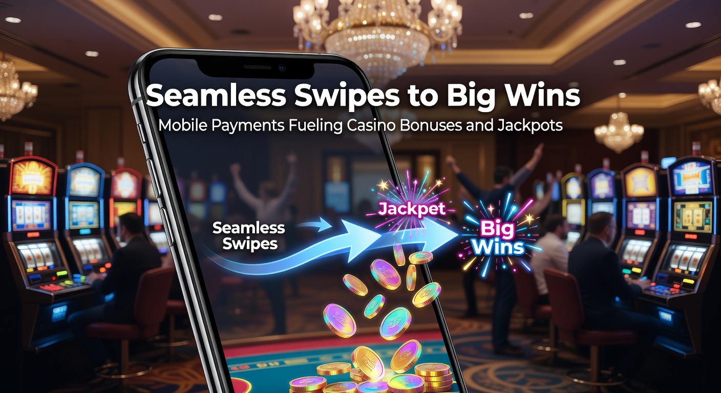 A smartphone displaying a casino app with mobile payment options and jackpot notifications glowing on the screen