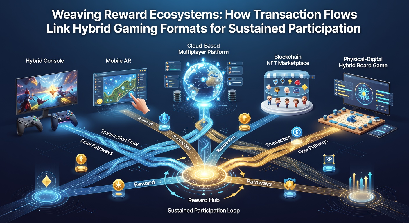 Diagram showing reward points flowing between slots, live tables, and sports betting sections in a unified ecosystem